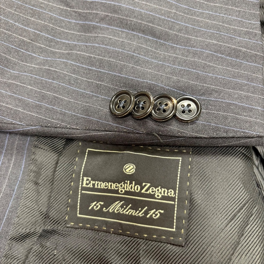 Ermenegildo Zegna Sartorial Blazer 56/46R Charcoal Pinstripe 15 Milmil 15 Wool